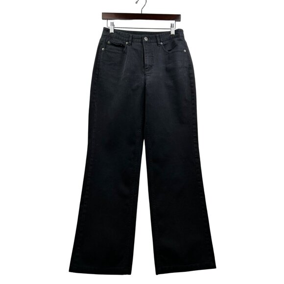 VINTAGE Talbots Y2K Classic Black Stretch Jeans Embroidered Back Pockets Sz 6 - Picture 1 of 8
